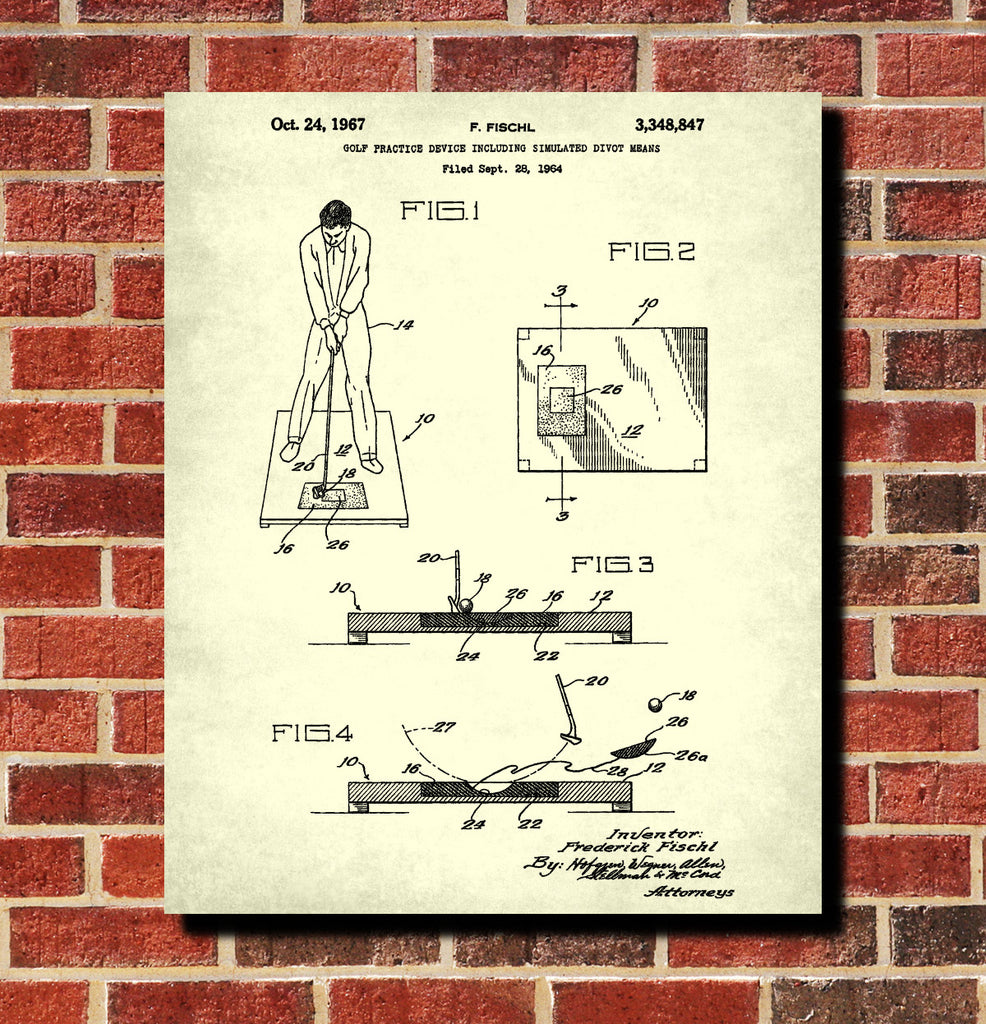 Golf Practice Patent Print Golfing Gift Golfer Poster