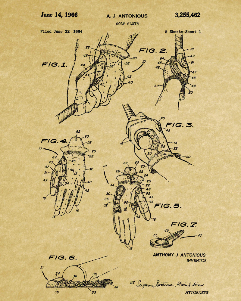 Golf Glove Patent Print Golfing Gift Golfer Poster