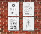 Golf Patent Prints Golfing Wall Art Golfer Posters Set 4