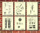 Golf Patent Prints Set 6 Golfing Posters Golfer Gift