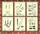 Golf Patent Prints Set 6 Golfing Posters Golfer Gift