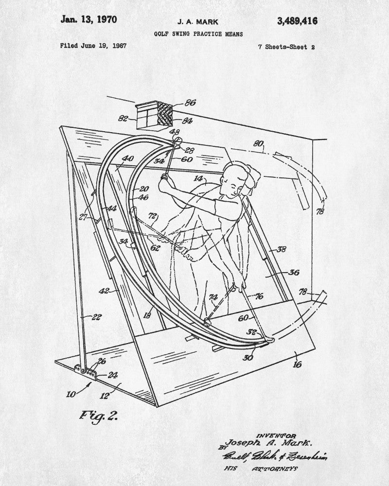 Golfing Swing Patent Print Golf Gift Golfer Poster