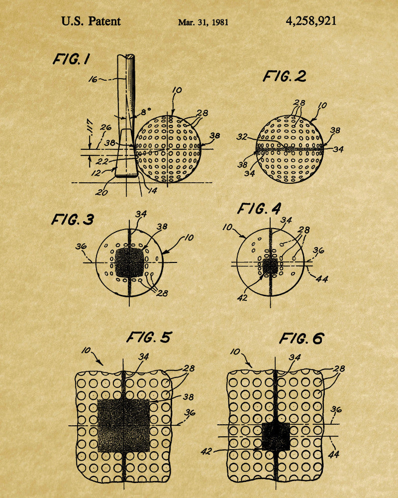 Golf Ball Patent Print Golfer Wall Art Golfing Poster