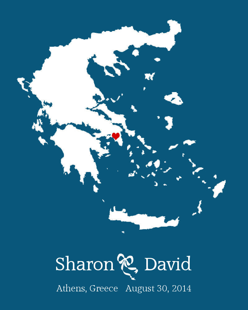 Greece Custom Wedding Engagement Art Print - OnTrendAndFab
