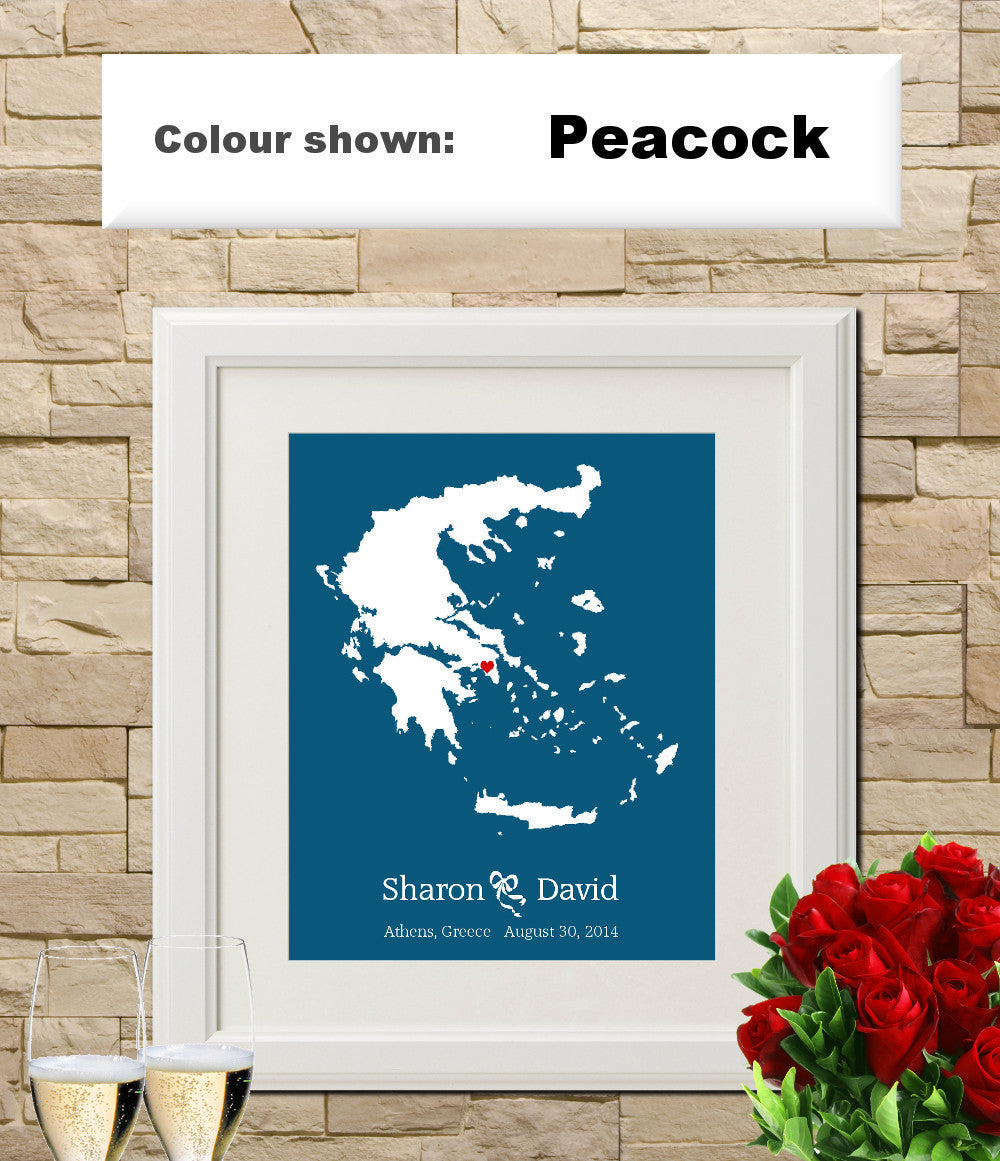 Greece Custom Wedding Engagement Art Print - OnTrendAndFab