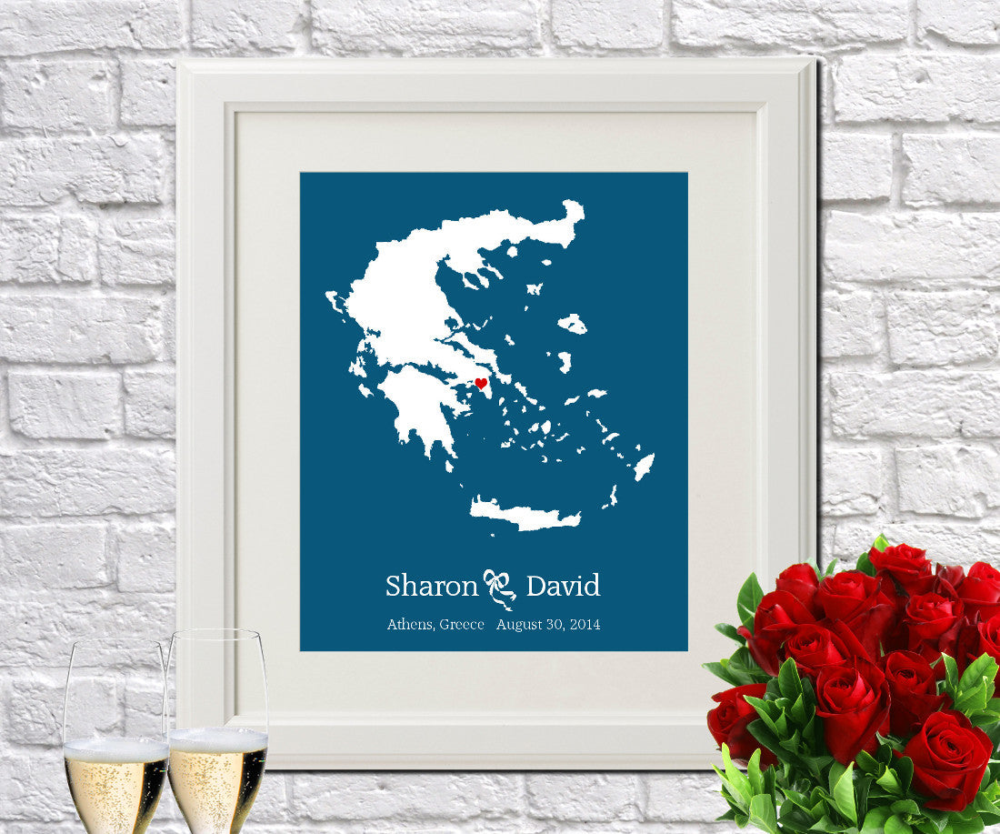 Greece Custom Wedding Engagement Art Print - OnTrendAndFab