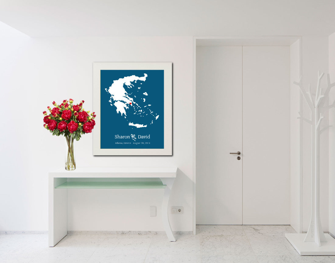 Greece Custom Wedding Engagement Art Print - OnTrendAndFab
