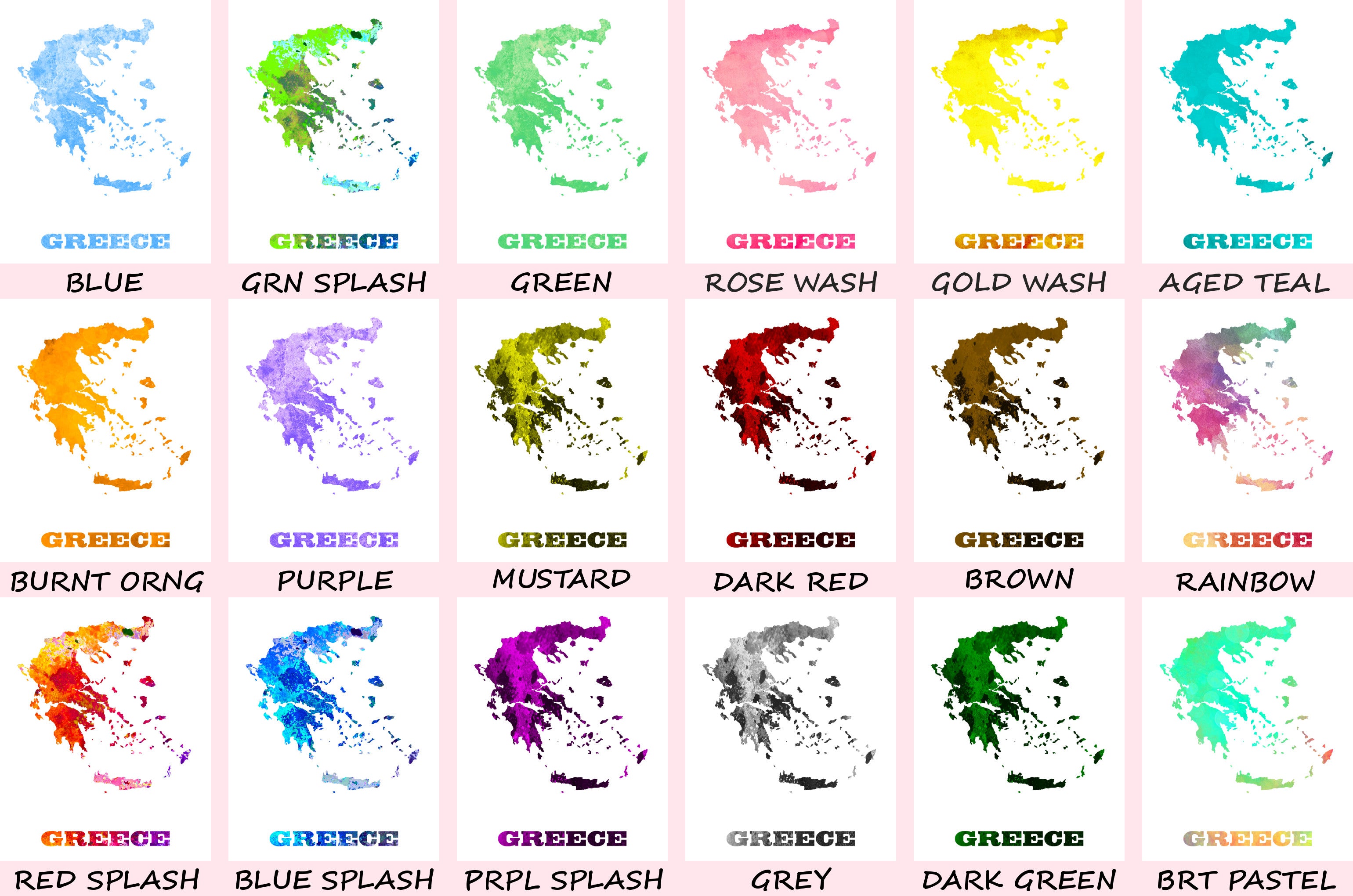 Greece Map Print Outline Wall Map of Greece