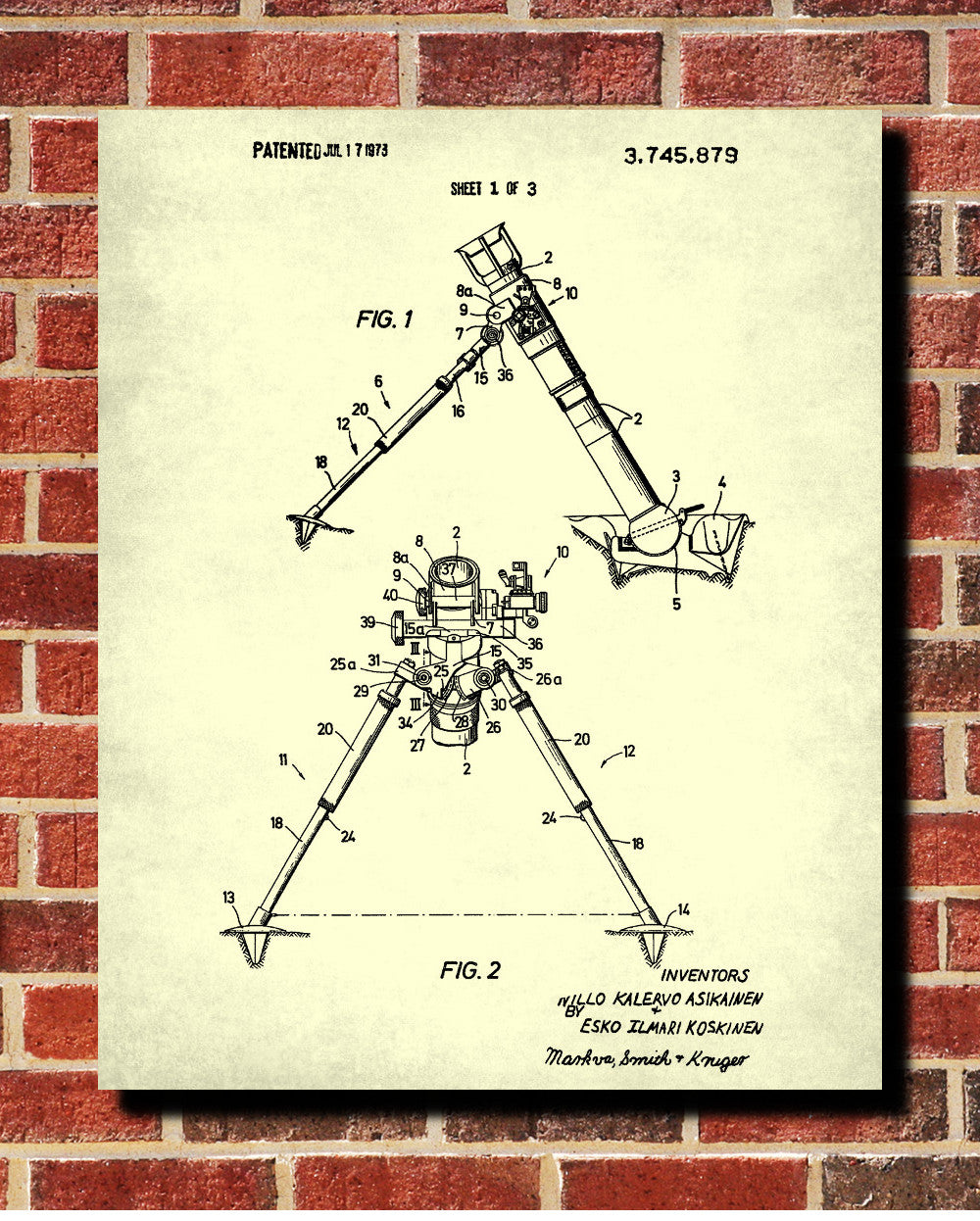 Grenade Launcher Patent Print Weapons Blueprint Military Poster - OnTrendAndFab