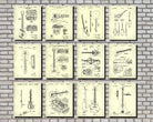 Guitar Patent Prints Set of 12 Guitar Blueprints Music Posters
