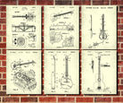 Guitar Patent Prints Set of 6 Guitar Blueprints Guitarist Posters 6B
