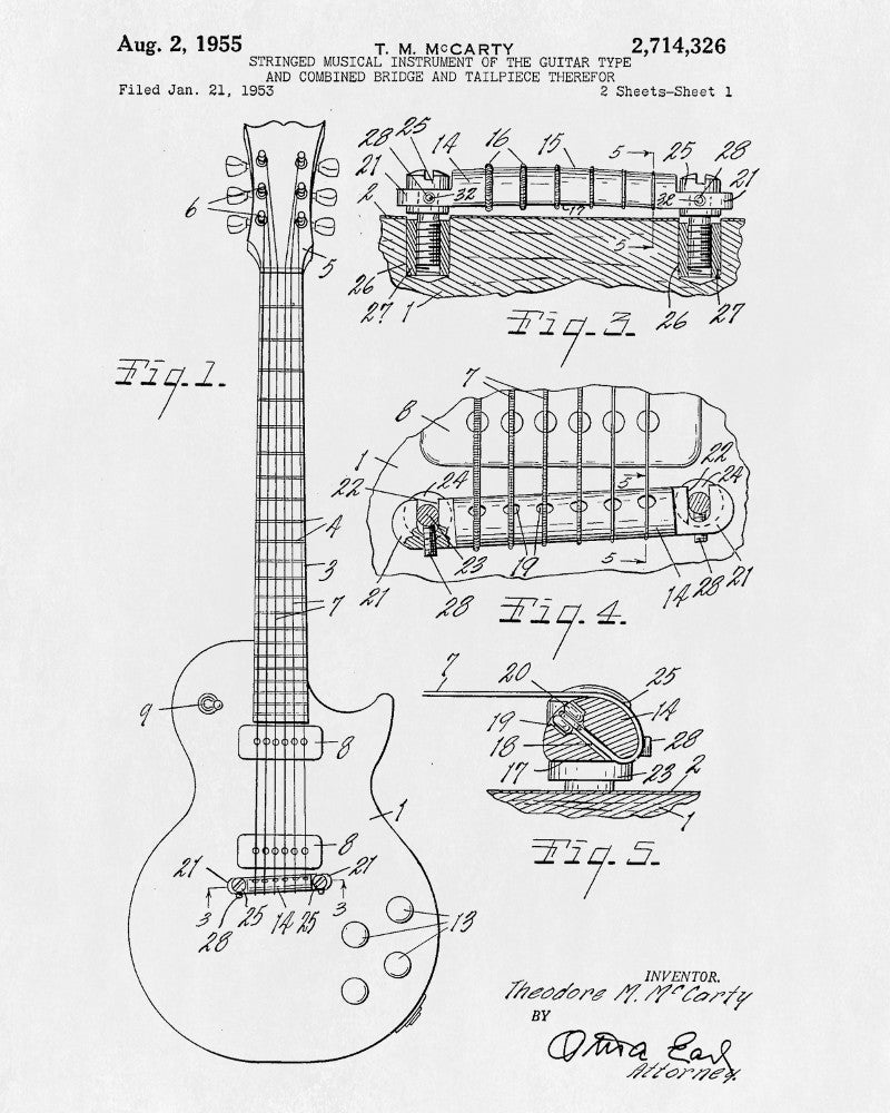 Guitar Patent Print Musical Instrument Blueprint Music Poster - OnTrendAndFab