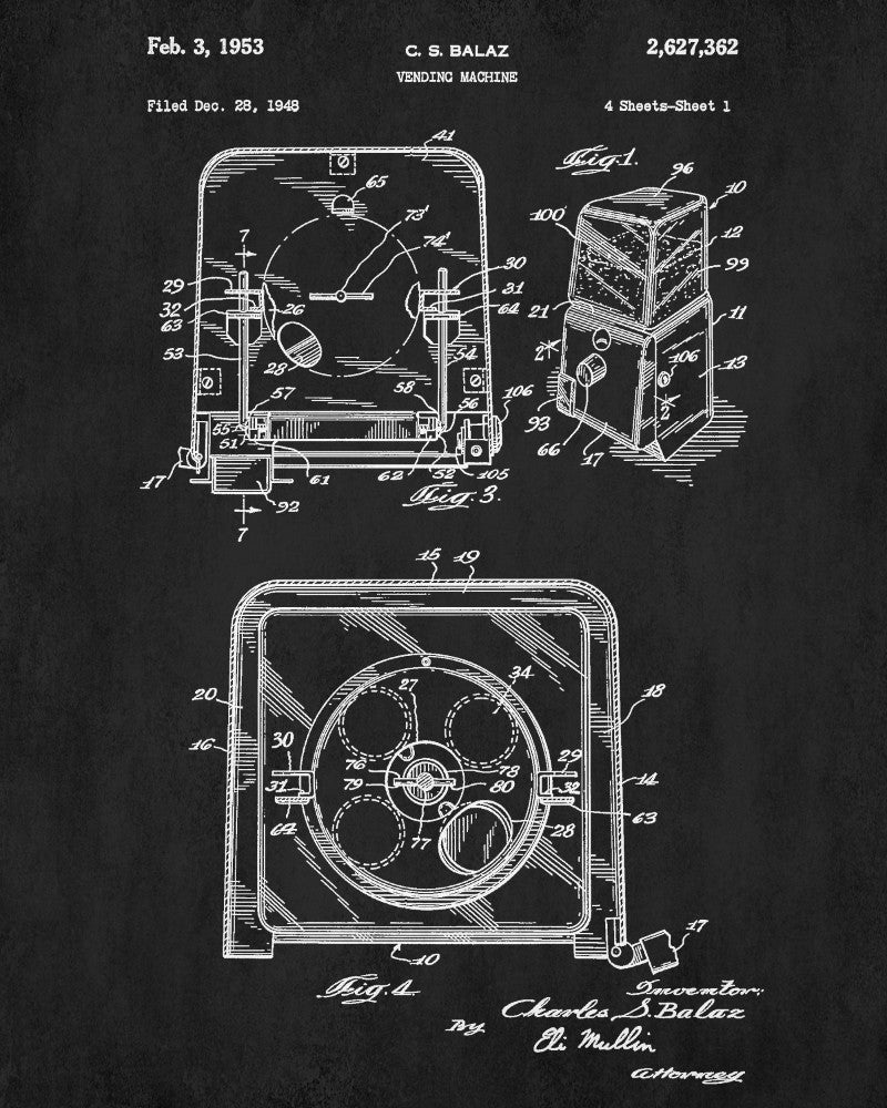 Vending Machine Blueprint Man Cave Poster Gumball Patent Print - OnTrendAndFab
