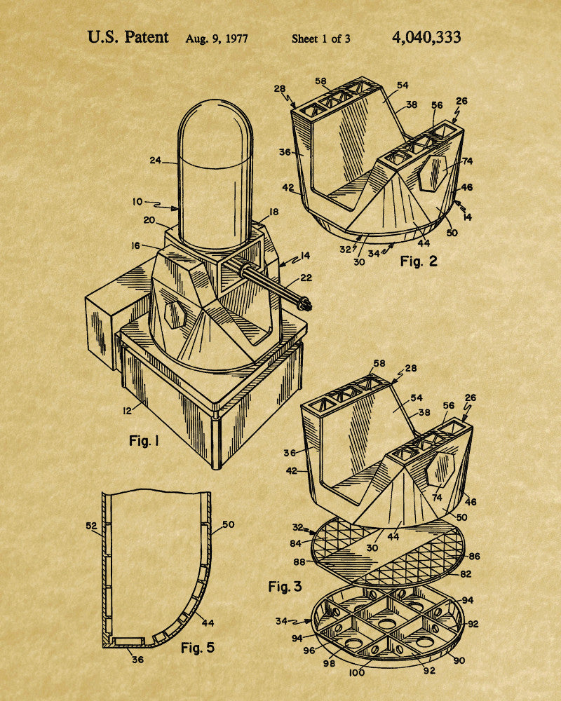 Gun Mount Patent Print Gun Turret Blueprint Navy Poster