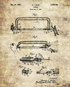 Hacksaw Patent Print Hand Tools Blueprint Workshop Poster