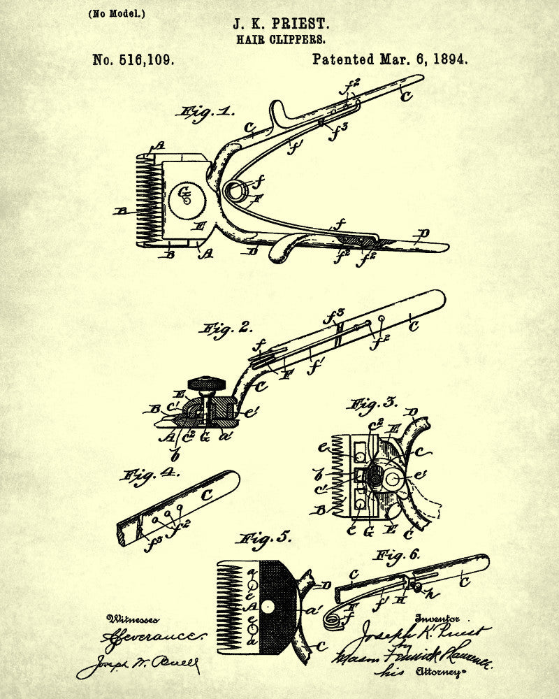 Hairdressing Patent Print Barber Clippers Art Poster - OnTrendAndFab