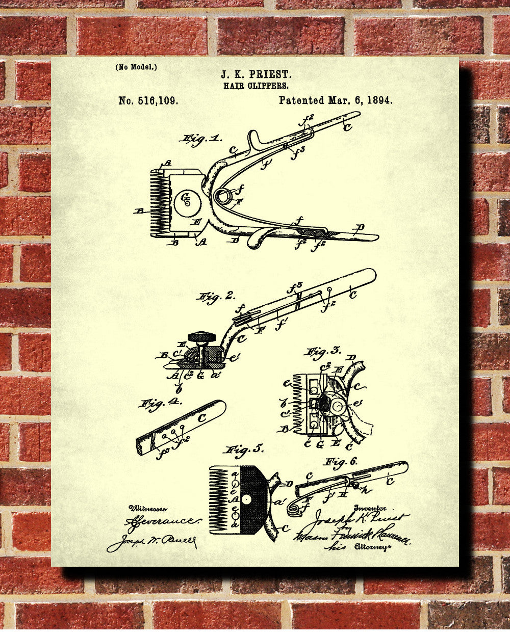 Hairdressing Patent Print Barber Clippers Art Poster - OnTrendAndFab
