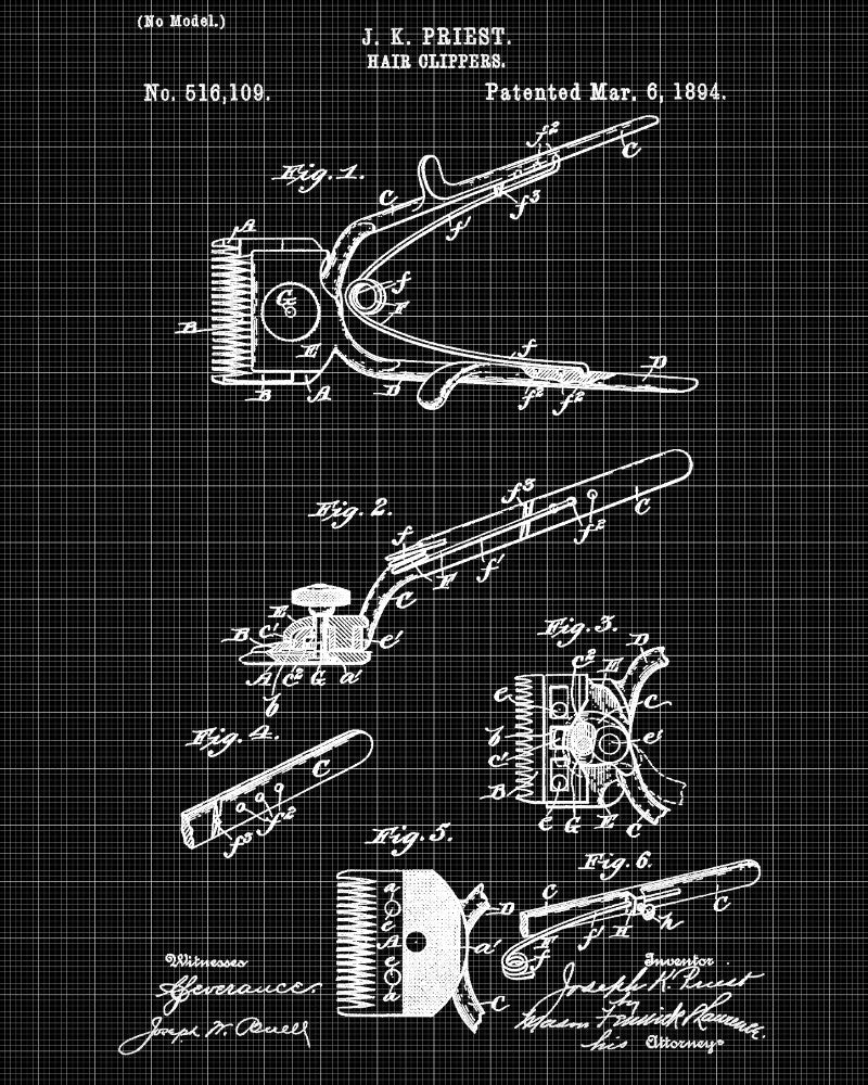 Hairdressing Patent Print Barber Clippers Art Poster - OnTrendAndFab