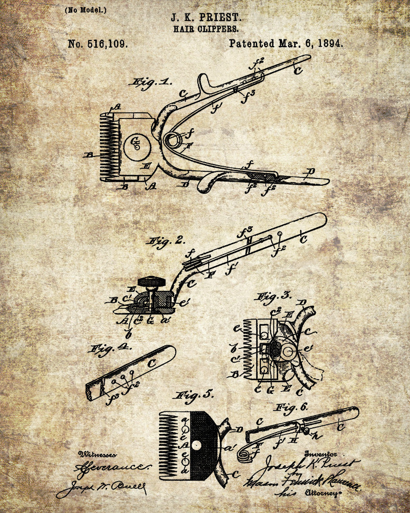 Hairdressing Patent Print Barber Clippers Art Poster - OnTrendAndFab