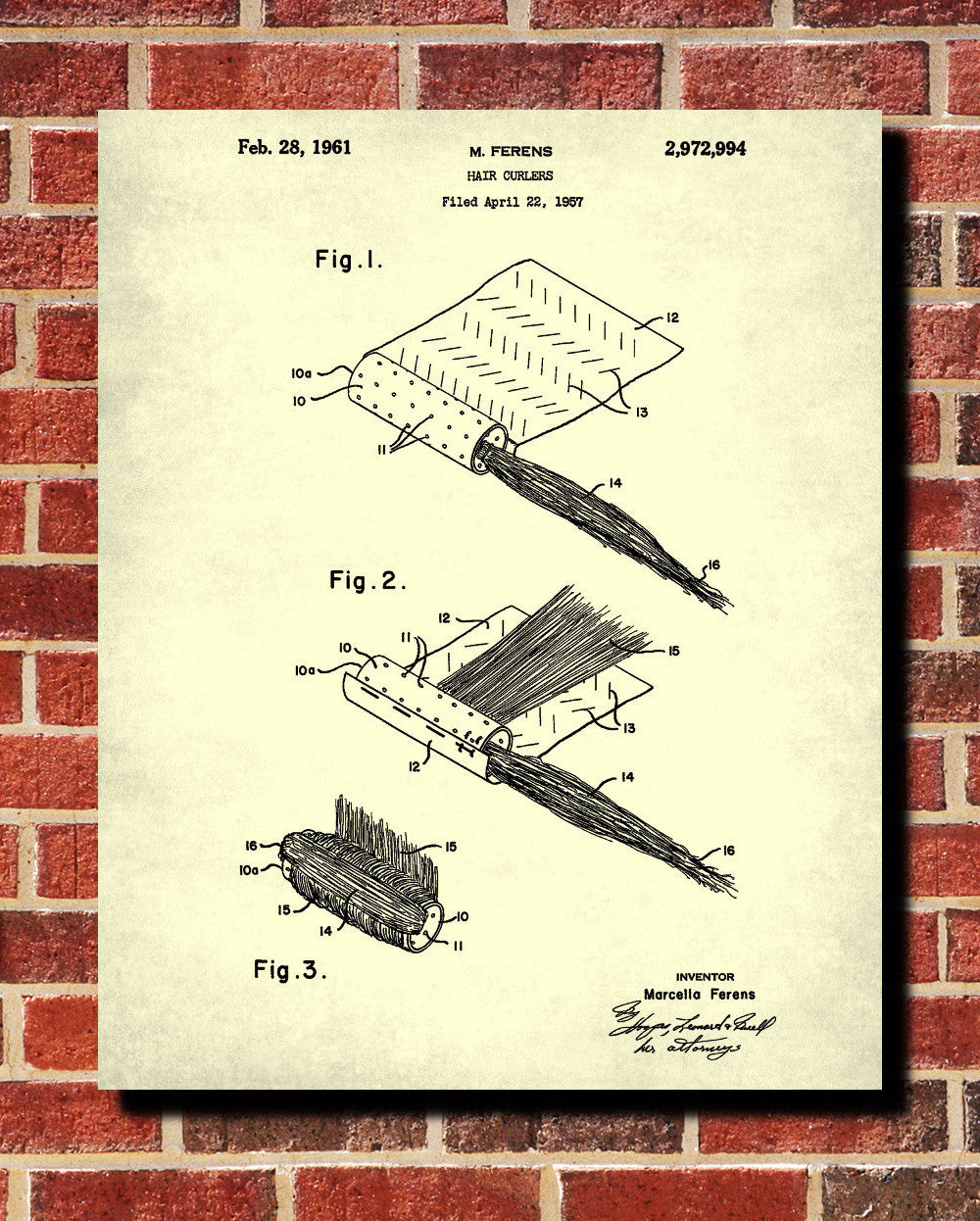 Hair Curler Patent Print Hairdressing Blueprint Salon Poster - OnTrendAndFab