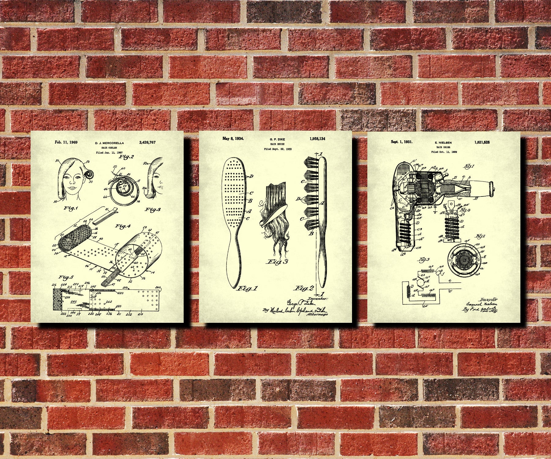 Hair Salon Decor, Hairdressing, Hairdresser Gift Patent Print Set 3F
