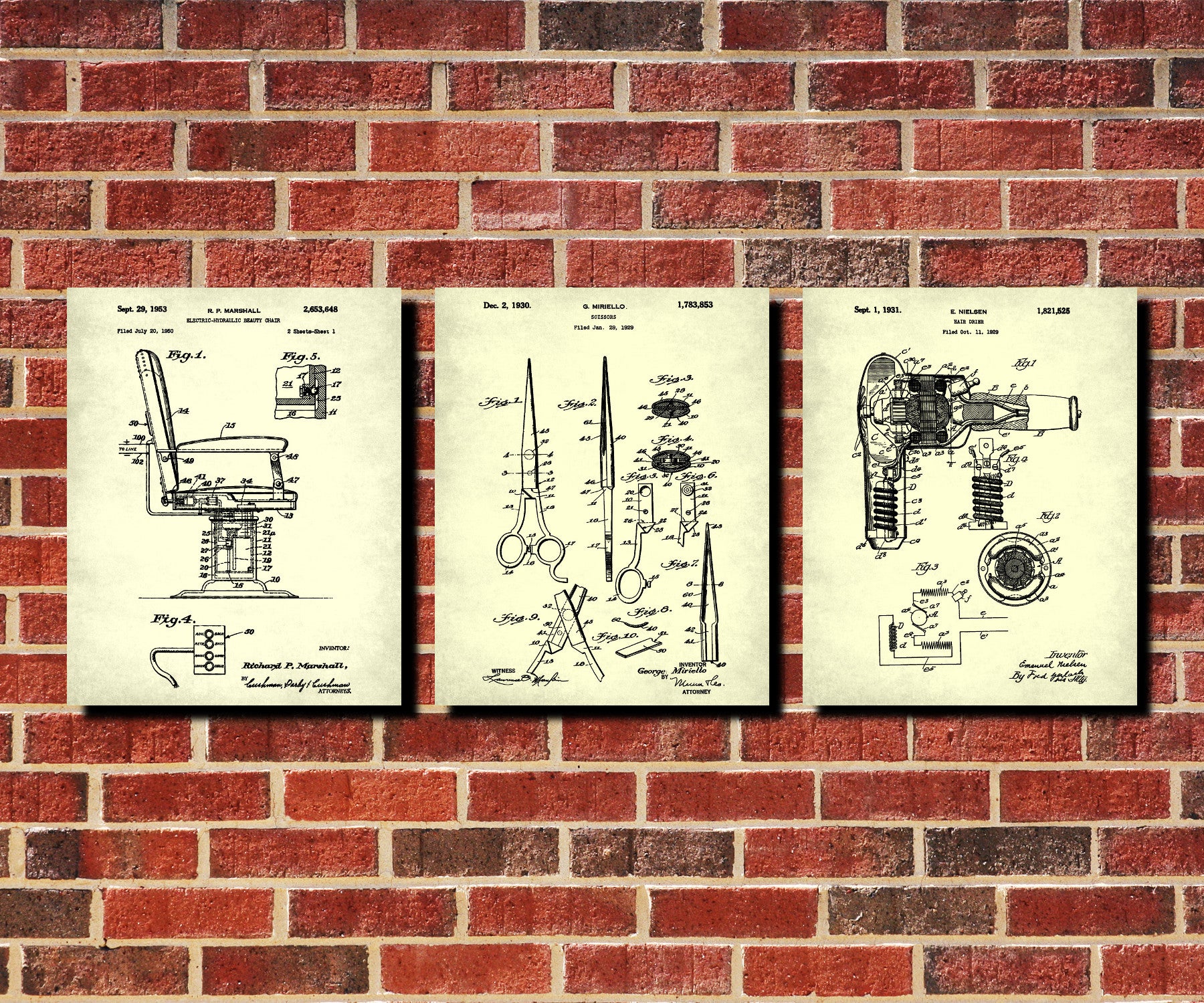 Hair Salon Decor, Hairdressing, Hairdresser Gift Patent Print Set 3J