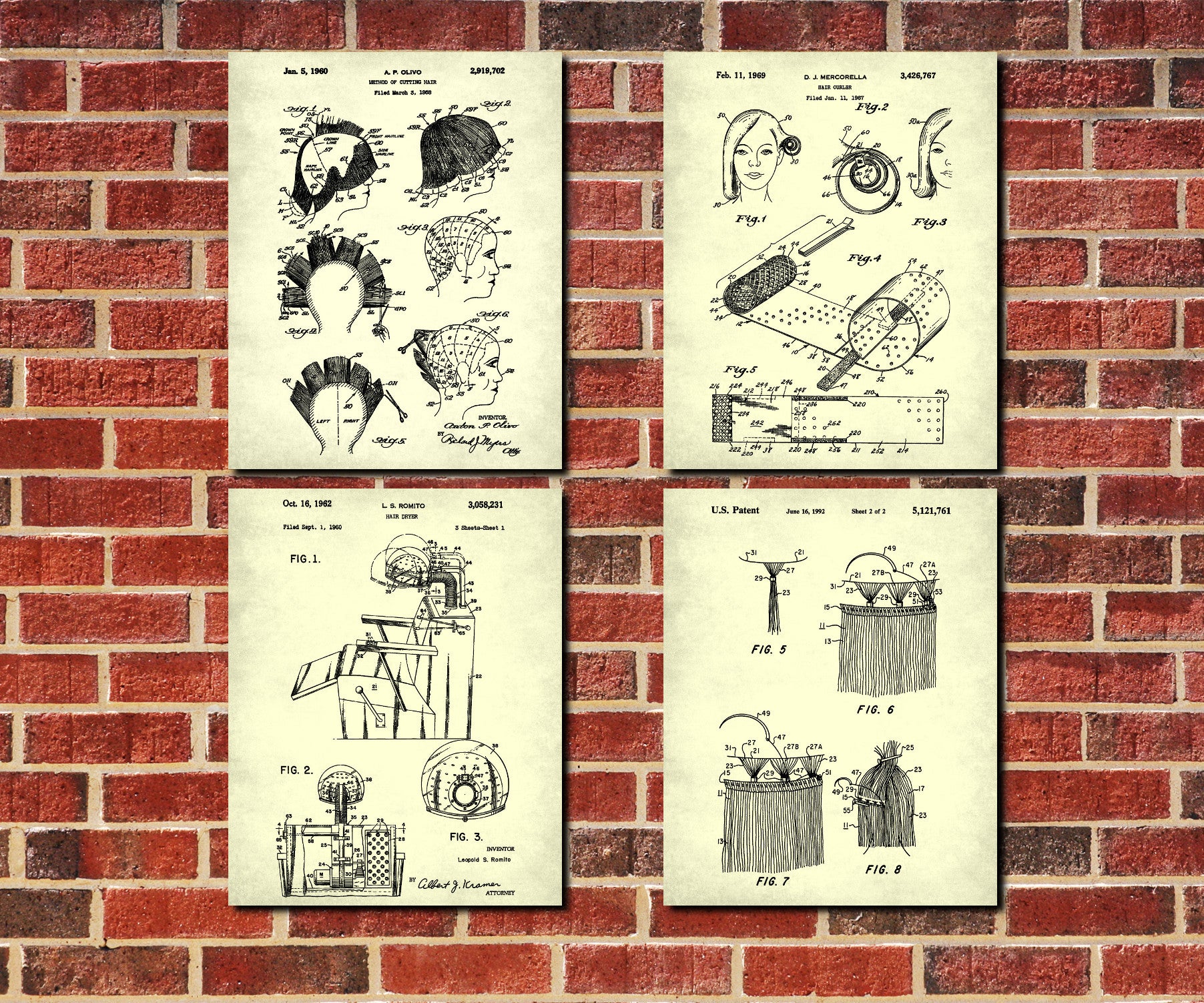 Hair Salon Wall Art Hairdresser, Hairdressing Print Set 4C