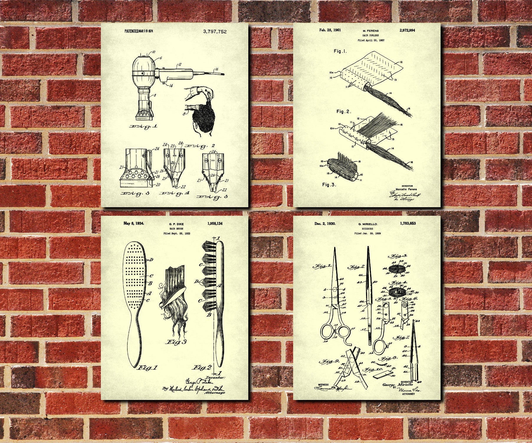 Hair Salon Wall Art Hairdresser, Hairdressing Print Set 4D