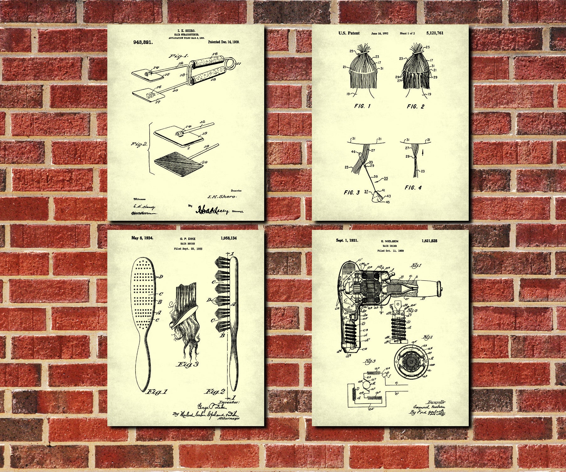 Hair Salon Wall Art Hairdresser, Hairdressing Print Set 4E