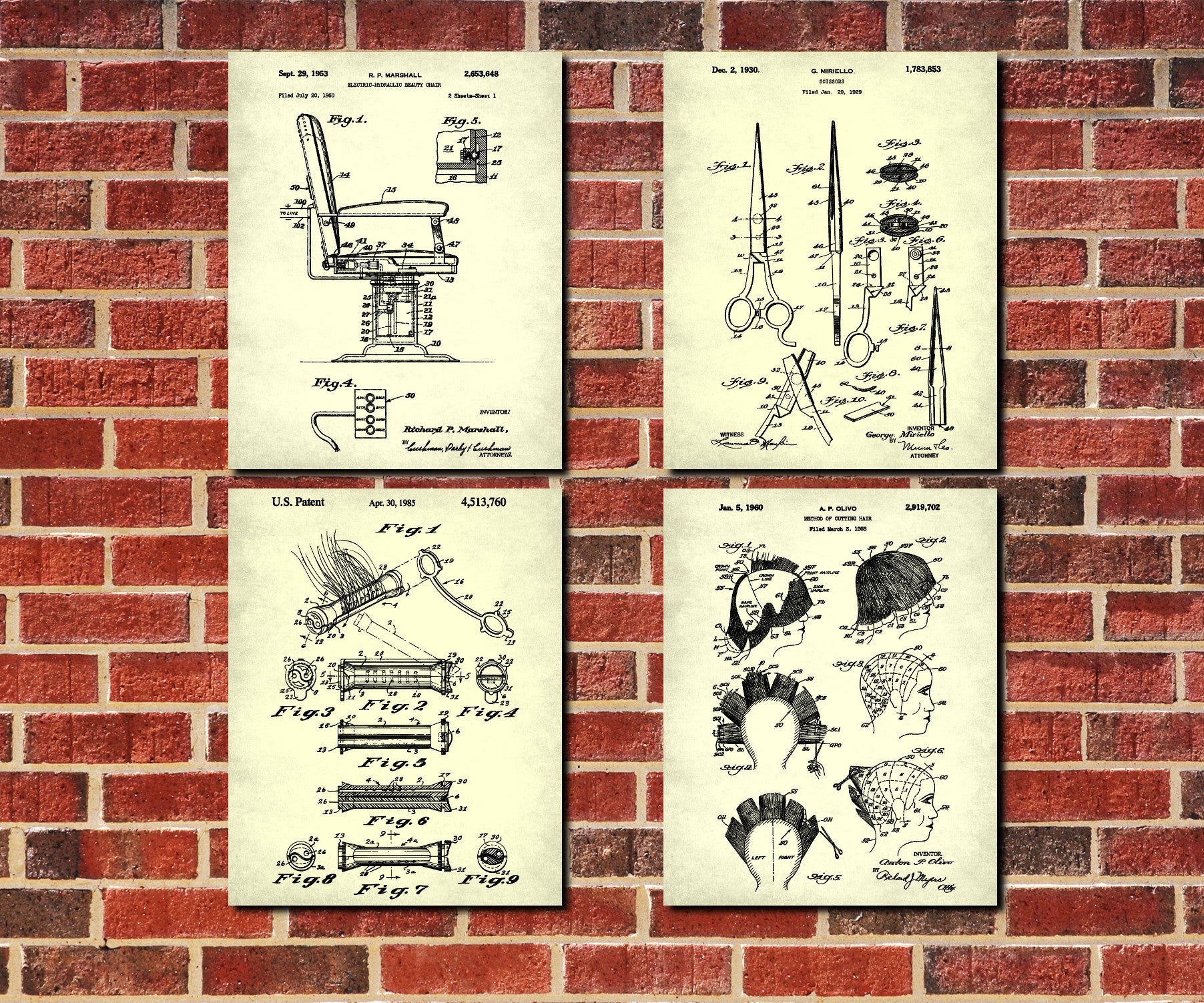 Hair Salon Wall Art Hairdresser, Hairdressing Print Set 4J
