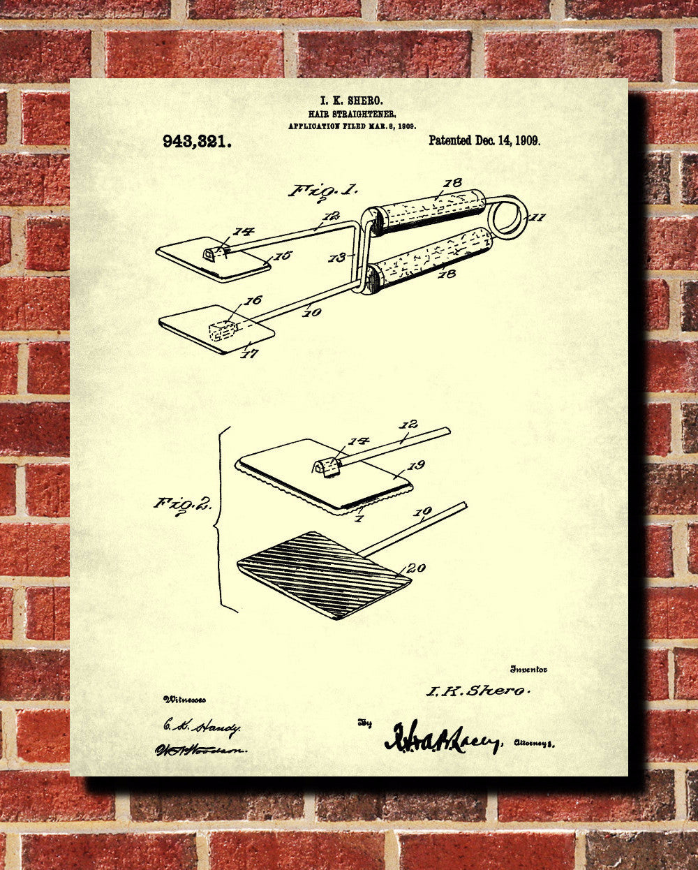 Hair Straighteners Patent Print Salon Poster Hairdressing Blueprint - OnTrendAndFab