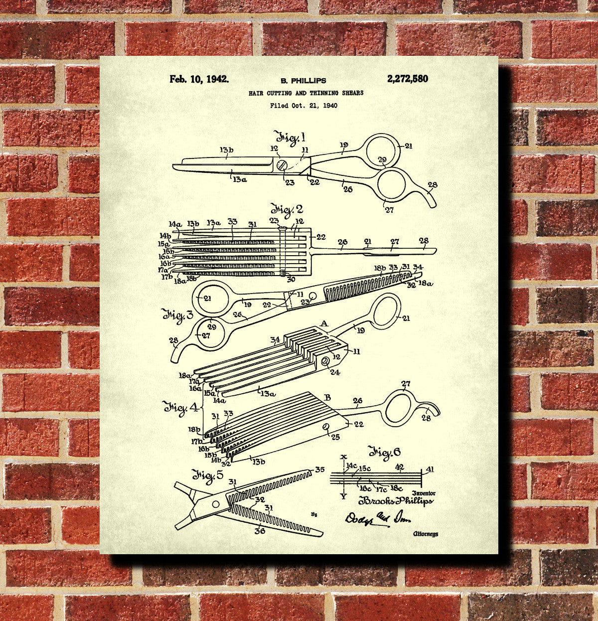 Hair Thinning Scissors Patent Print Hairdressing Wall Art Barber Poster