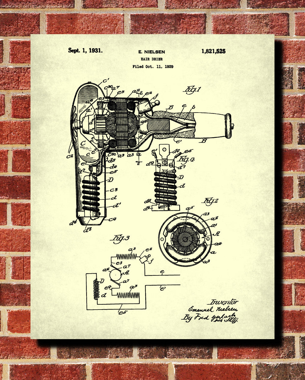 Hair Dryer Patent Print Hairdressing Blueprint Salon Poster - OnTrendAndFab