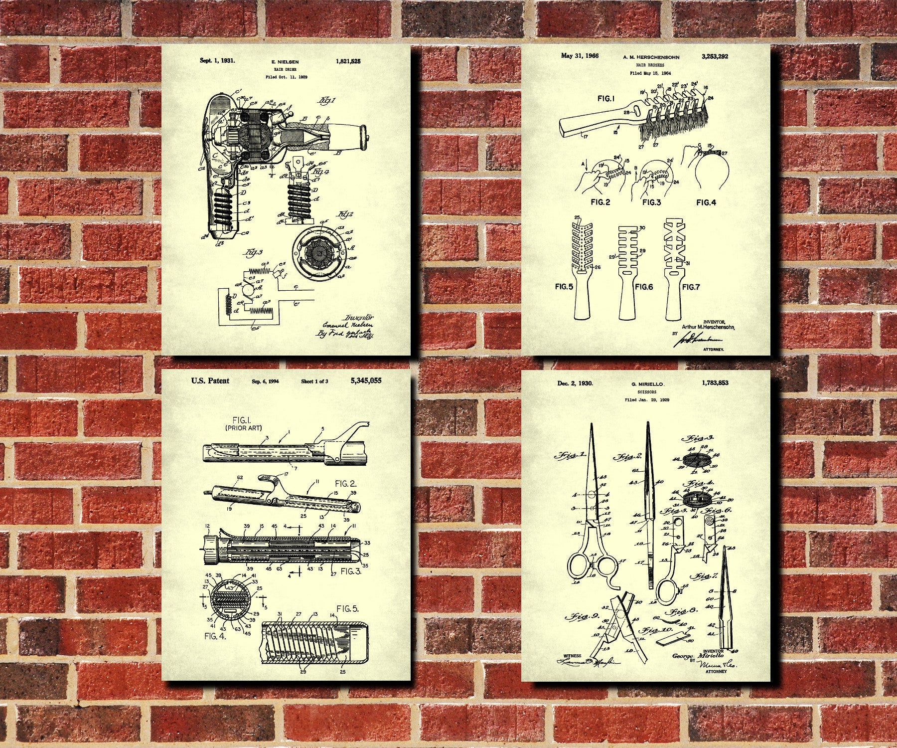Hair Salon Patent Prints Set 4 Hairdressing Posters - OnTrendAndFab