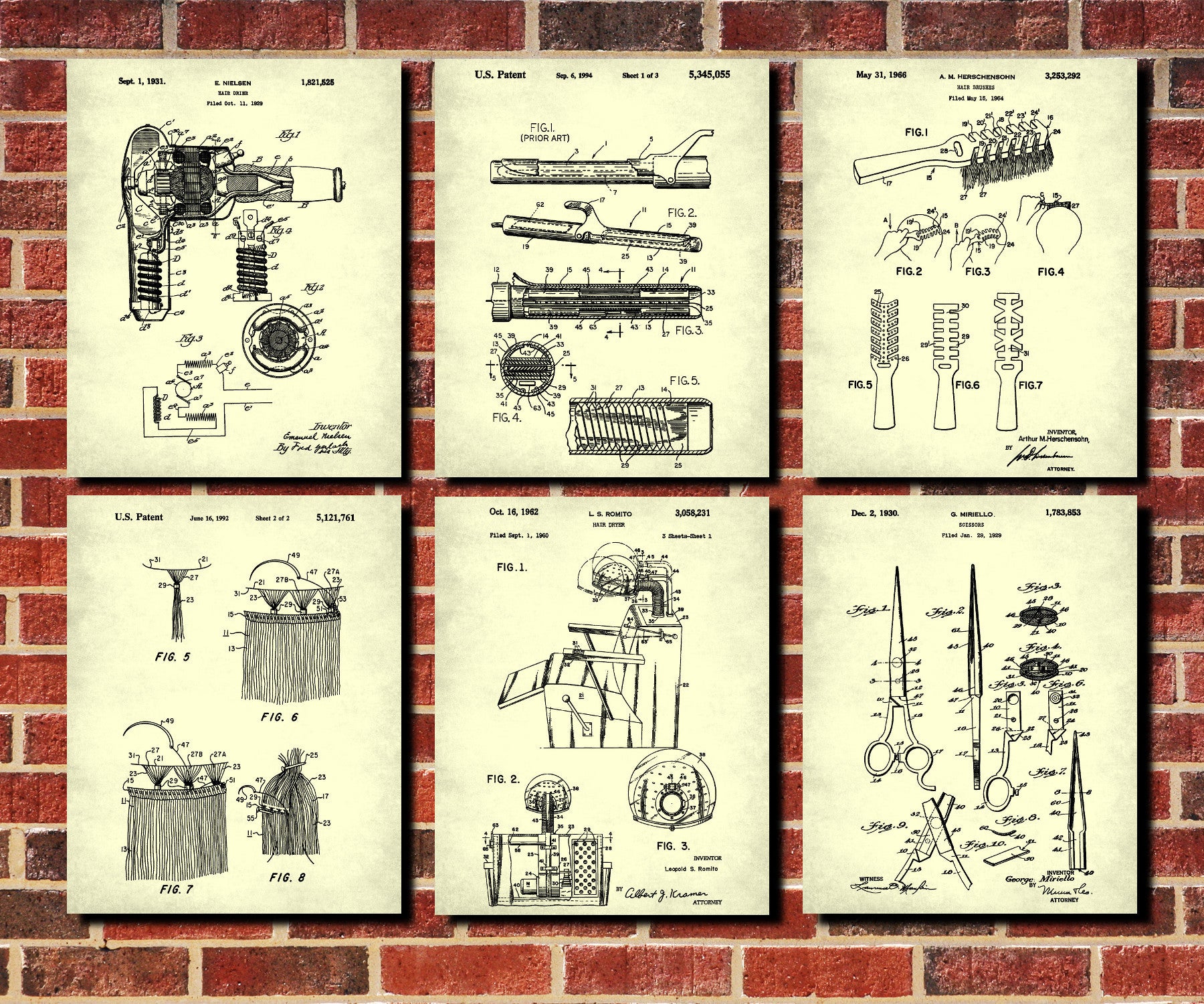 Hairdressing Patent Prints Set 6 Hair Salon Art Posters - OnTrendAndFab