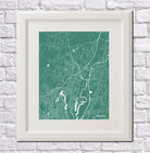 Hamden City Street Map Print Feature Wall Art Poster