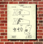 Hand Saw Patent Print Hand Tools Blueprint Workshop Poster