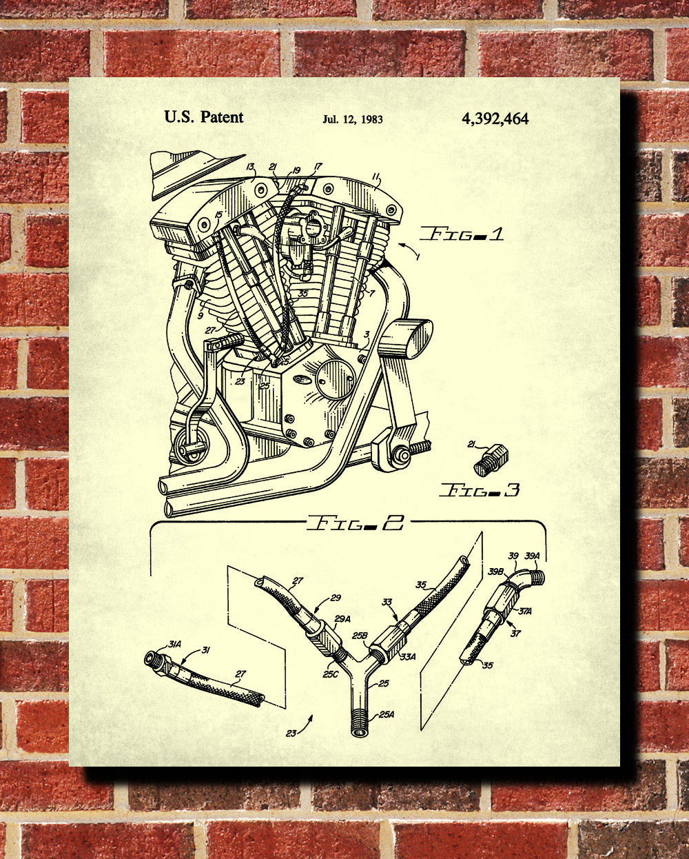 Harley Davidson Patent Print Motorcycle Design Biker Poster - OnTrendAndFab