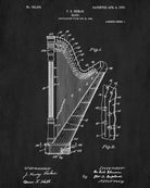 Harp Patent Print Orchestra Musical Instrument Wall Art Poster