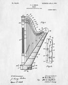 Harp Patent Print Orchestra Musical Instrument Wall Art Poster