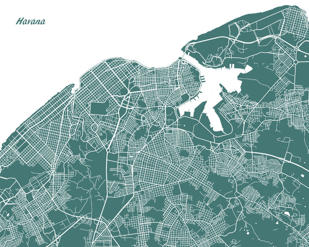 Havana City Street Map Print Custom Wall Map - OnTrendAndFab