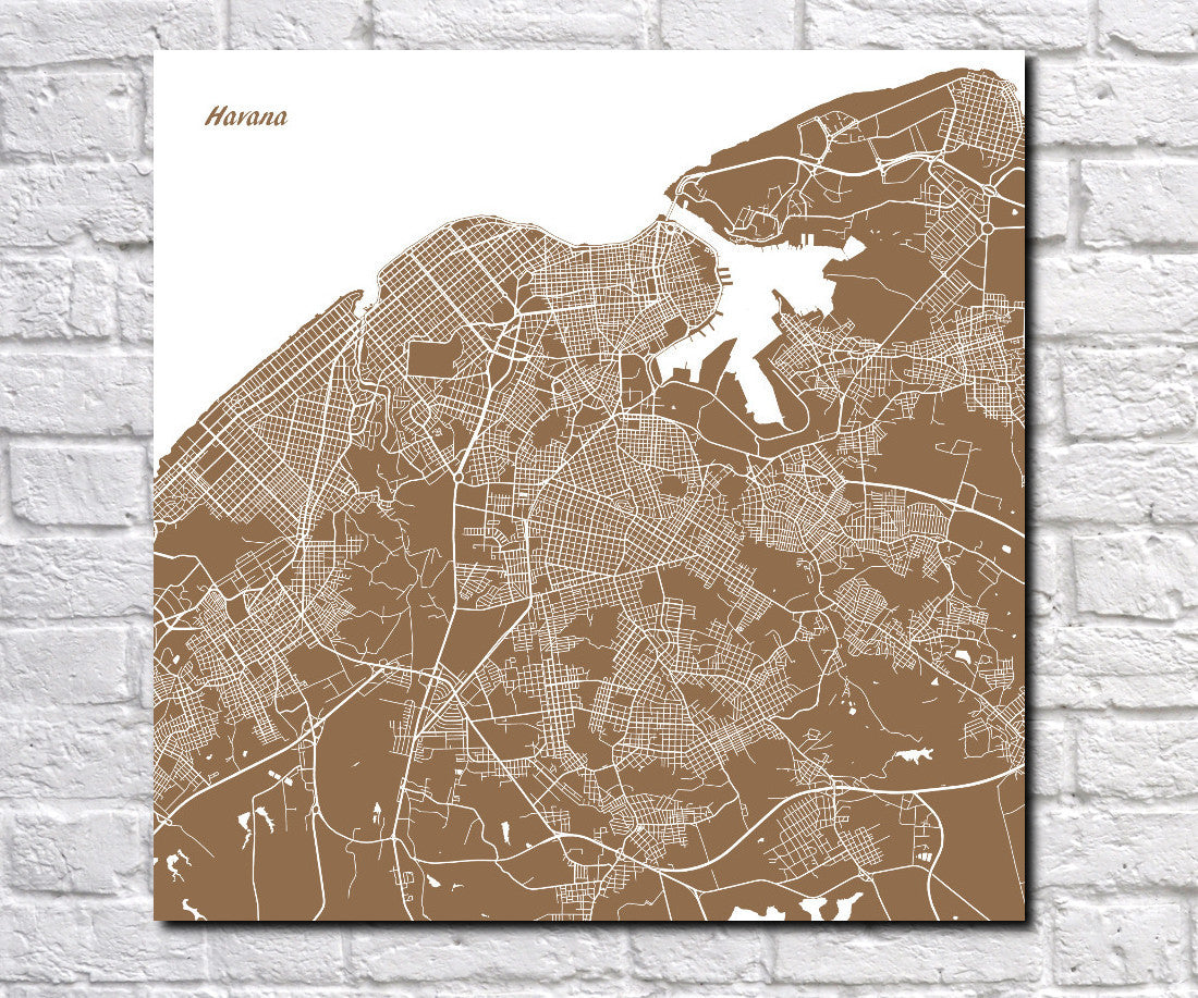 Havana, Cuba City Street Map Print Custom Wall Map