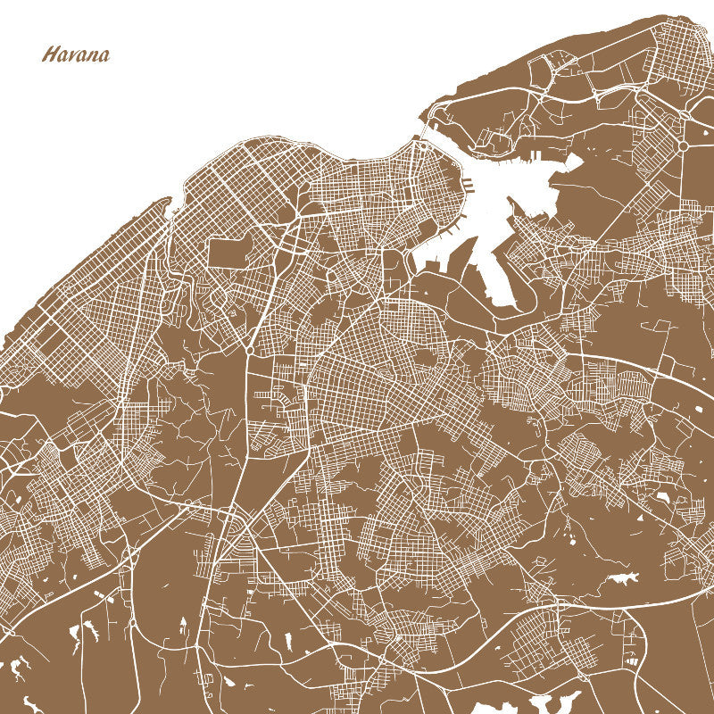 Havana, Cuba City Street Map Print Custom Wall Map