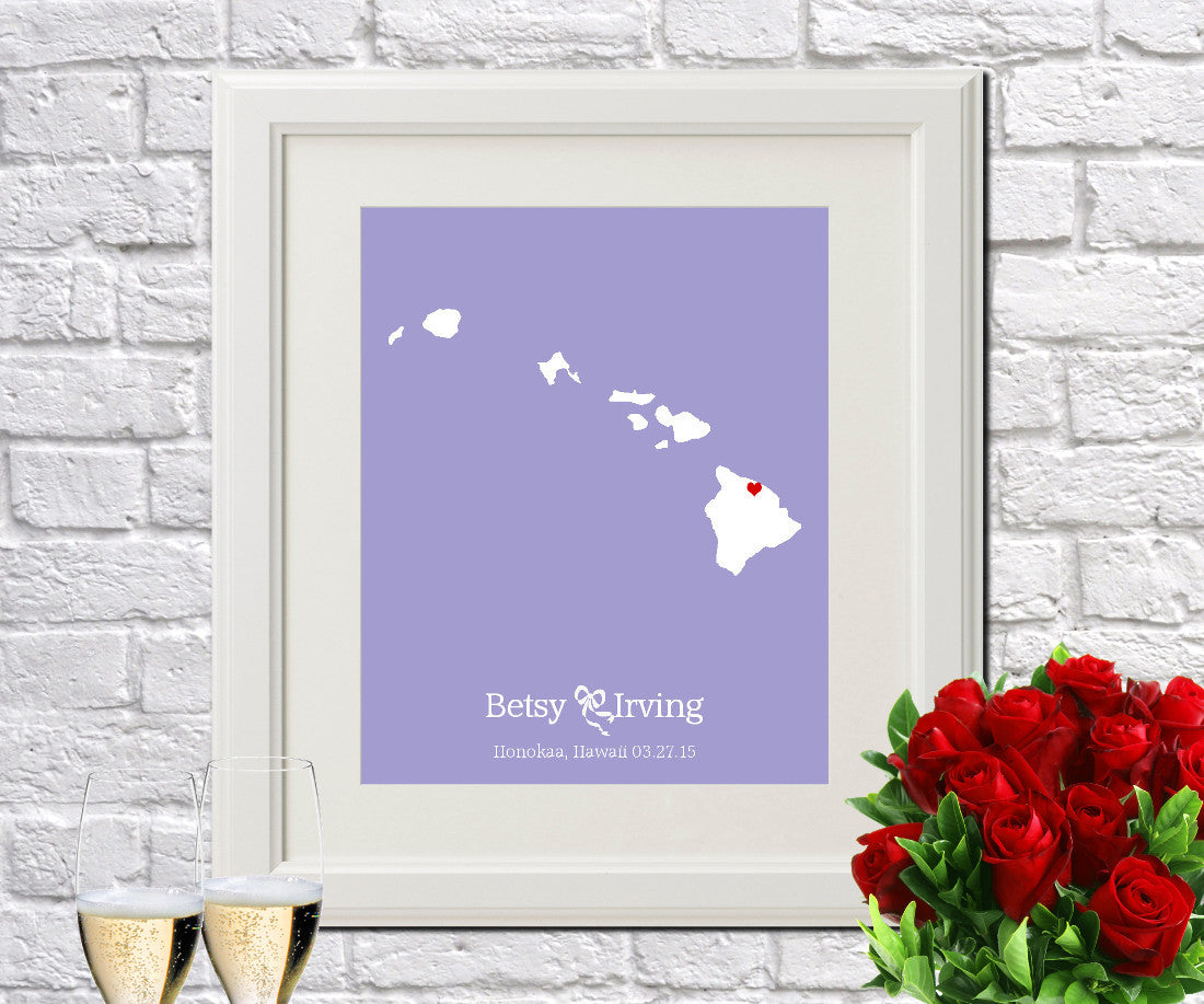 Hawaii Custom Wedding Engagement Art Print