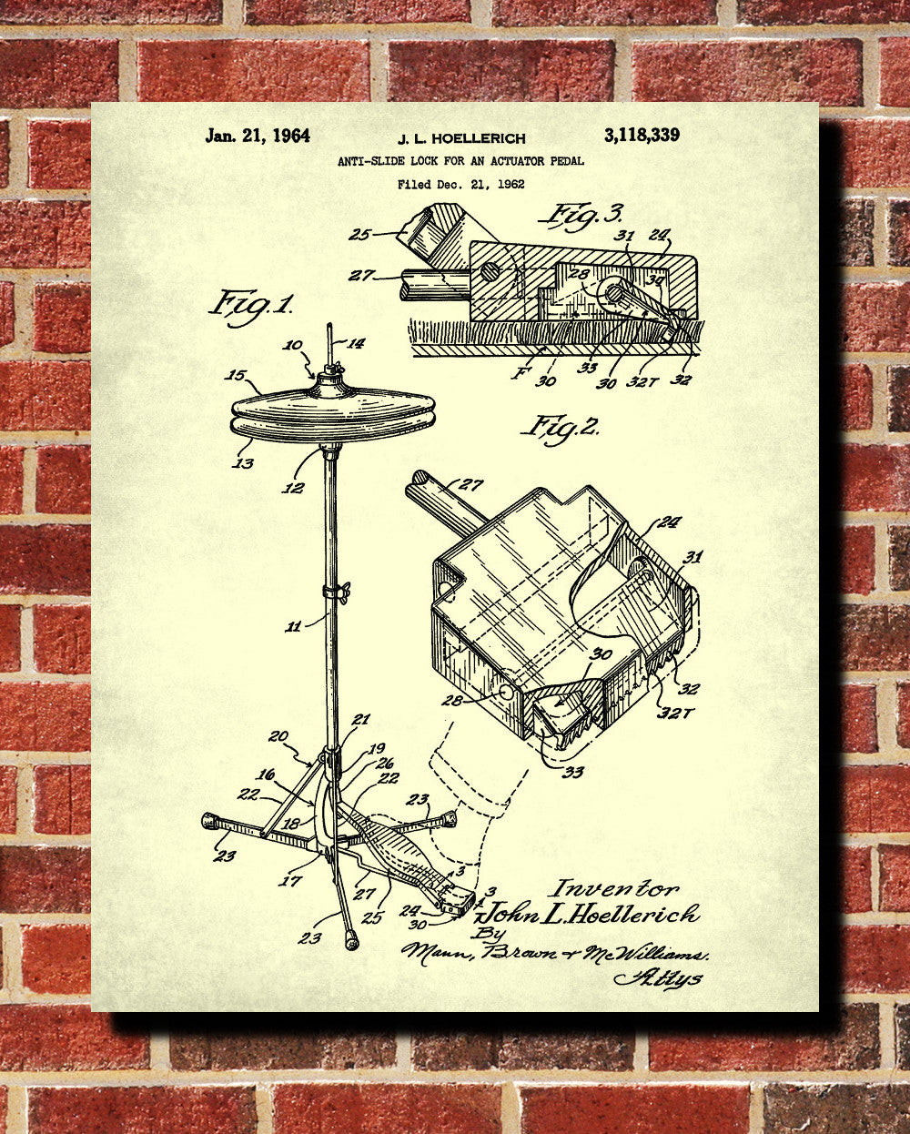 Hi Hat Cymbal Patent Print Musical Instrument Poster Music Wall Art - OnTrendAndFab