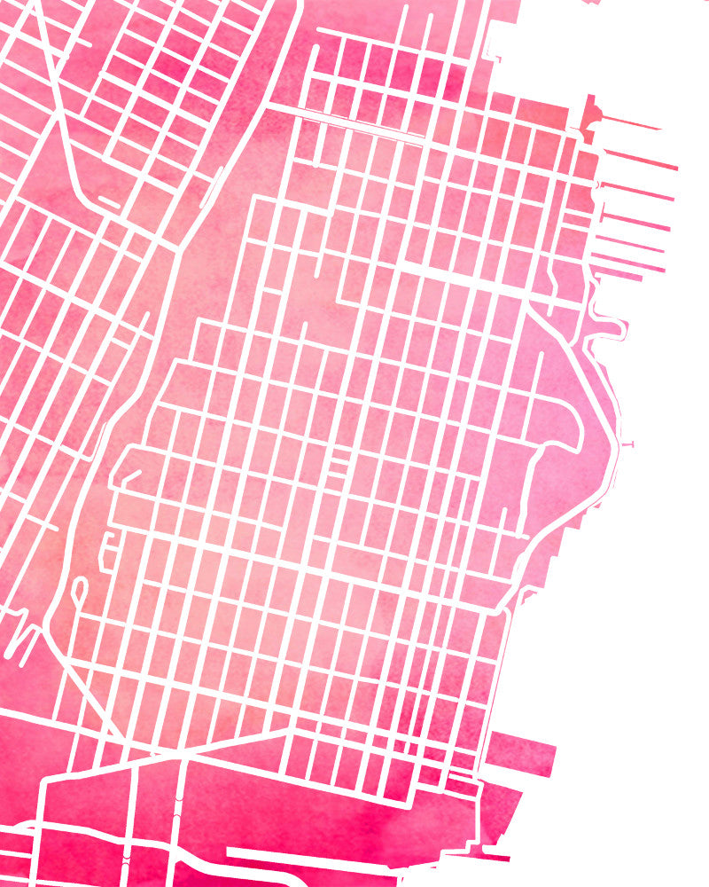 Hoboken New Jersey City Street Map Print Modern Art Poster 7178