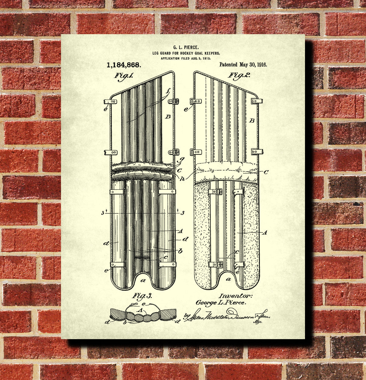 Hockey Leg Guard Patent Print Sports Wall Art