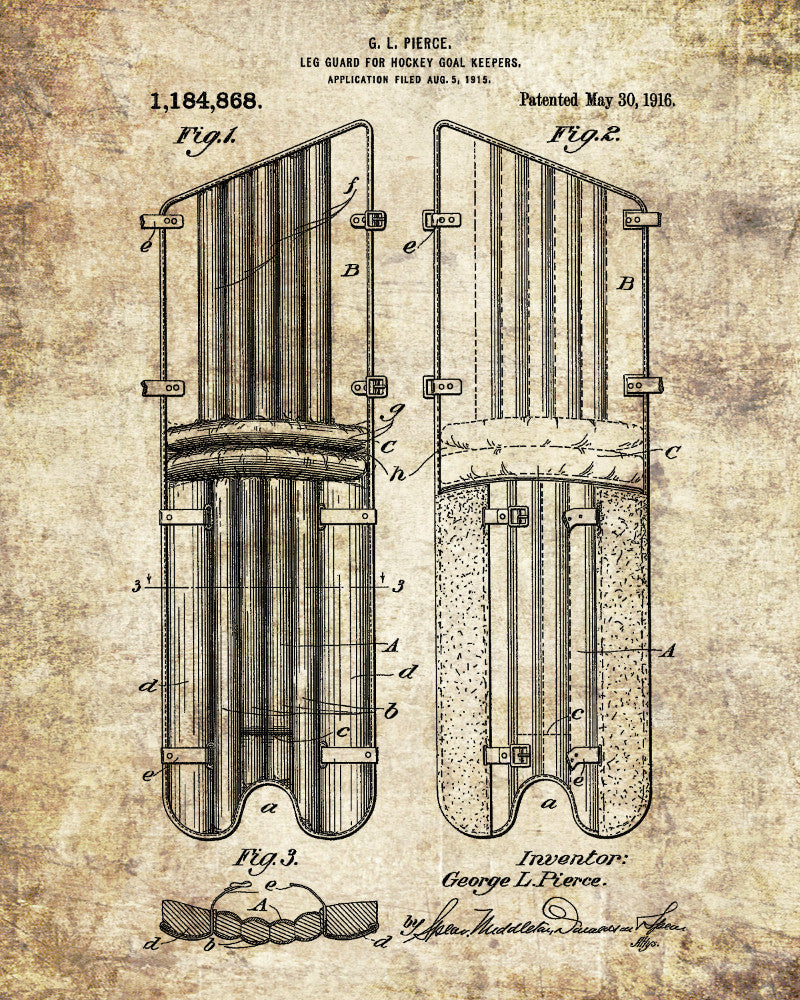 Hockey Leg Guard Patent Print Sports Wall Art