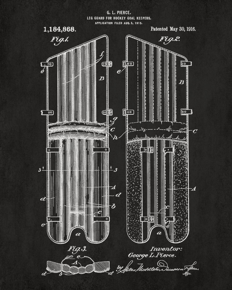 Hockey Leg Guard Patent Print Sports Wall Art