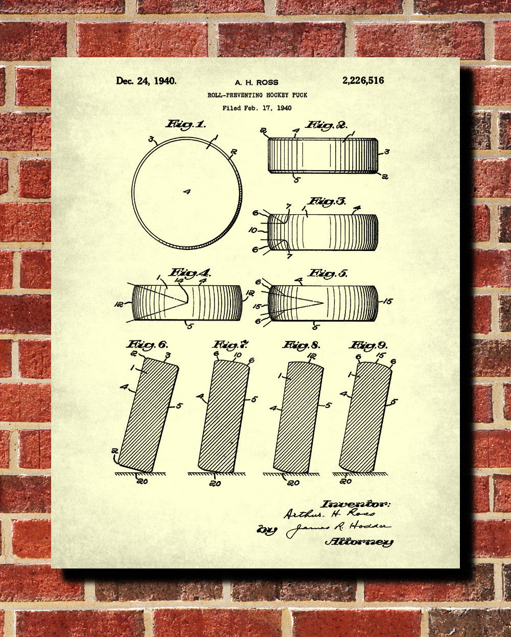 Hockey Puck Patent Print Sports Blueprint Man Cave Poster - OnTrendAndFab